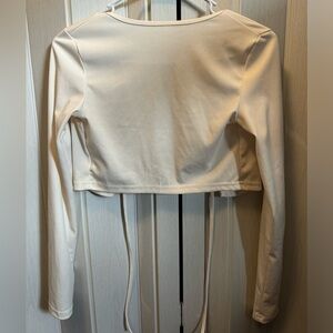 Cream Colored Long Sleeve Crop Top